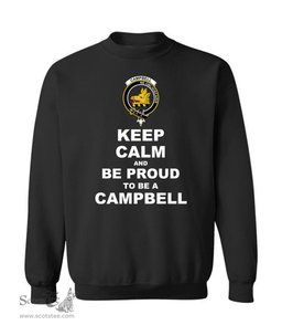 ScotsTee Shop Black Scottish Campbell Clan Keep Calm and Be Proud To Be a Campbell Sweatshirt