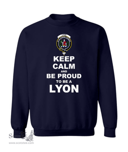 ScotsTee Shop Navy Blue Scottish Lyon Clan Keep Calm and Be Proud To Be a Lyon Sweatshirt
