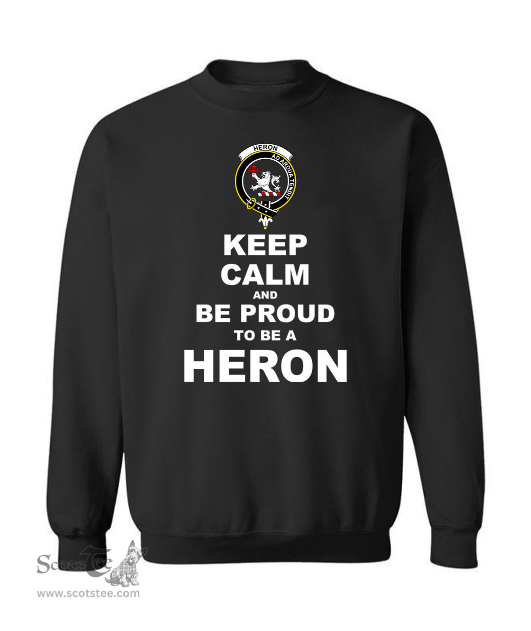 ScotsTee Shop Black Scottish Heron Clan Keep Calm and Be Proud To Be a Heron Sweatshirt