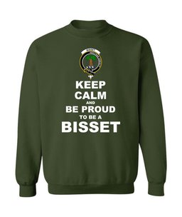 ScotsTee Shop Forest Green Scottish Bisset Clan Keep Calm and Be Proud To Be a Bisset Sweatshirt