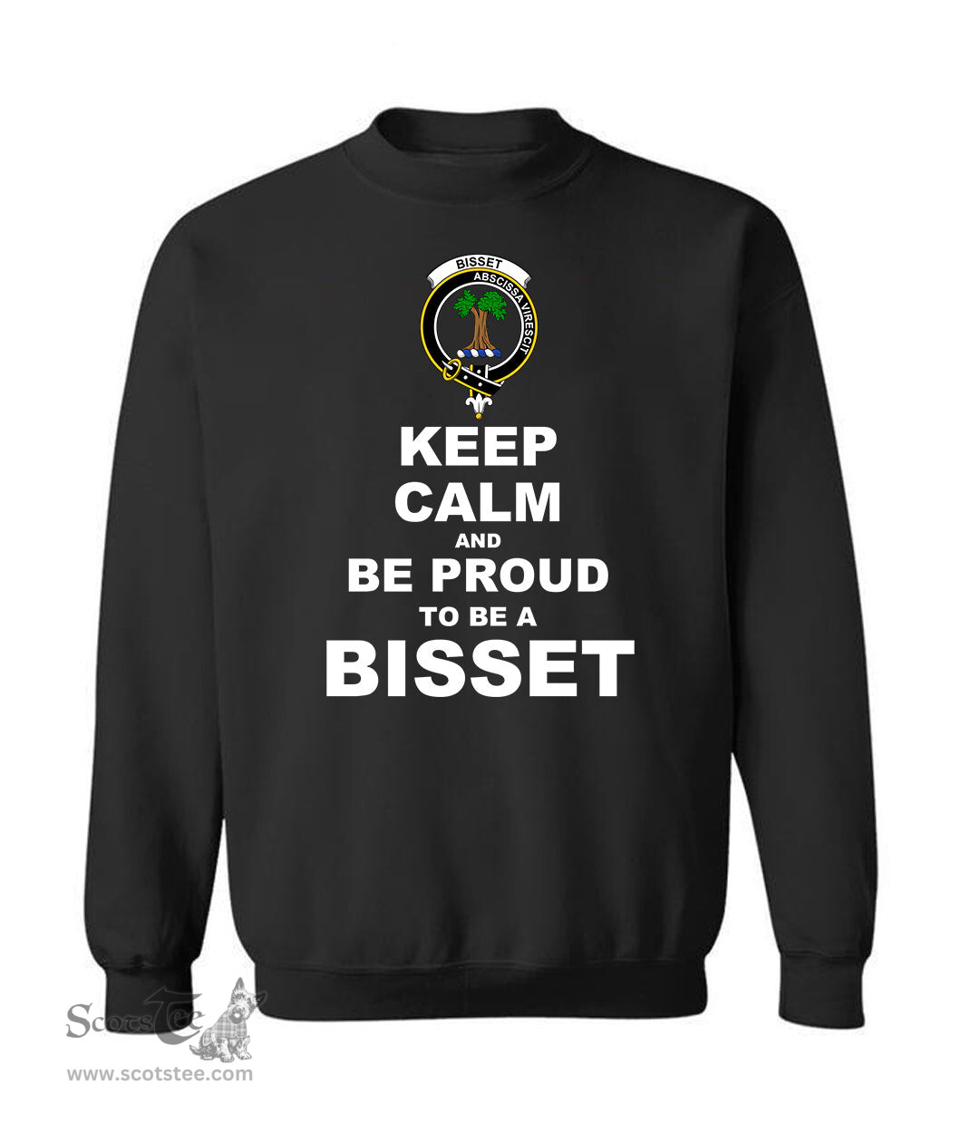 ScotsTee Shop Black Scottish Bisset Clan Keep Calm and Be Proud To Be a Bisset Sweatshirt