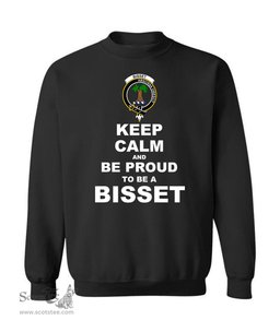 ScotsTee Shop Black Scottish Bisset Clan Keep Calm and Be Proud To Be a Bisset Sweatshirt
