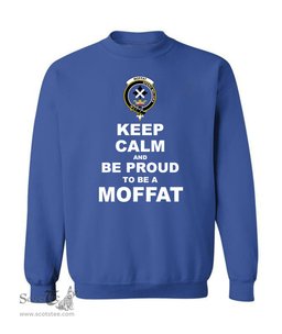ScotsTee Shop Royal Blue Scottish Moffat Clan Keep Calm and Be Proud To Be a Moffat Sweatshirt
