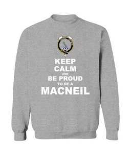 ScotsTee Shop Sports Grey Scottish MacNeil of Colonsay Clan Keep Calm and Be Proud To Be a MacNeil Sweatshirt