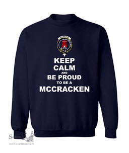 ScotsTee Shop Navy Blue Scottish McCracken Clan Keep Calm and Be Proud To Be a McCracken Sweatshirt