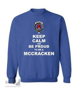 ScotsTee Shop Royal Blue Scottish McCracken Clan Keep Calm and Be Proud To Be a McCracken Sweatshirt