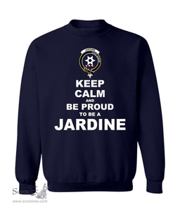ScotsTee Shop Navy Blue Scottish Jardine Clan Keep Calm and Be Proud To Be a Jardine Sweatshirt