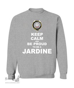 ScotsTee Shop Sports Grey Scottish Jardine Clan Keep Calm and Be Proud To Be a Jardine Sweatshirt