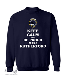 ScotsTee Shop Navy Blue Scottish Rutherford Clan Keep Calm and Be Proud To Be a Rutherford Sweatshirt