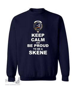 ScotsTee Shop Navy Blue Scottish Skene Clan Keep Calm and Be Proud To Be a Skene Sweatshirt