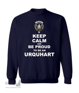 ScotsTee Shop Navy Blue Scottish Urquhart Clan Keep Calm and Be Proud To Be an Urquhart Sweatshirt