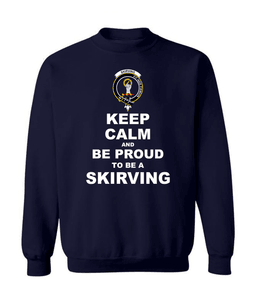 ScotsTee Shop Navy Blue Scottish Skirving Clan Keep Calm and Be Proud To Be a Skirving Sweatshirt