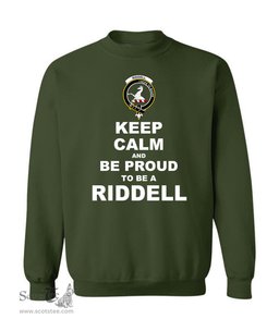 ScotsTee Shop Forest Green Scottish Riddell Clan Keep Calm and Be Proud To Be a Riddell Sweatshirt