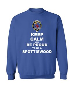 ScotsTee Shop Royal Blue Scottish Spottiswood Clan Keep Calm and Be Proud To Be a Spottiswood Sweatshirt