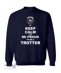 ScotsTee Shop Navy Blue Scottish Trotter Clan Keep Calm and Be Proud To Be a Trotter Sweatshirt