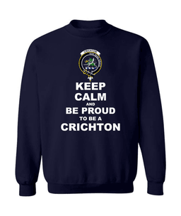 ScotsTee Shop Navy Blue Scottish Crichton Clan Keep Calm and Be Proud To Be a Crichton Sweatshirt