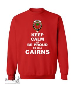 ScotsTee Shop Red Scottish Cairns Clan Keep Calm and Be Proud To Be a Cairns Sweatshirt