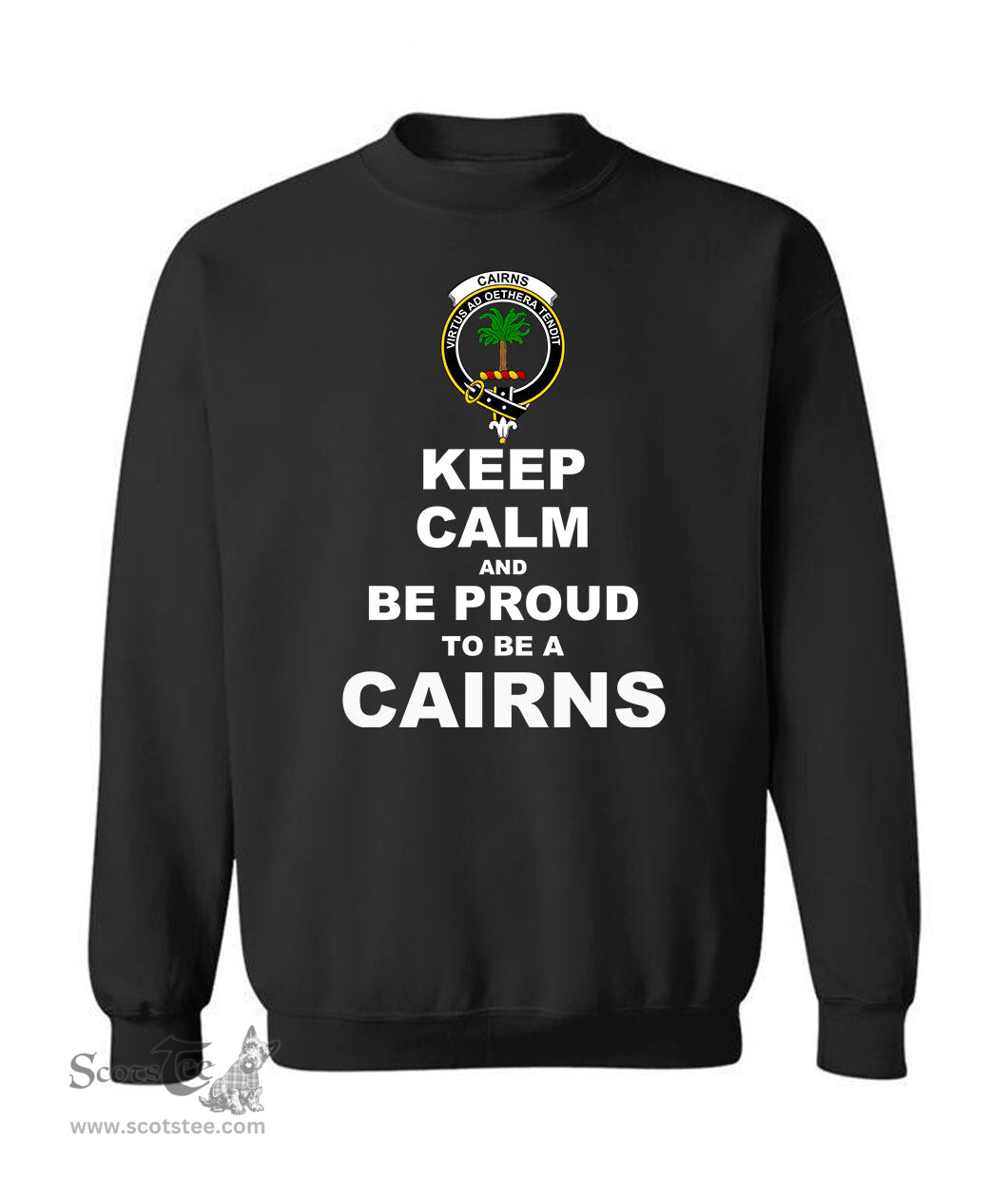 ScotsTee Shop Black Scottish Cairns Clan Keep Calm and Be Proud To Be a Cairns Sweatshirt