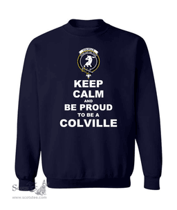 ScotsTee Shop Navy Blue Scottish Colville Clan Keep Calm and Be Proud To Be a Colville Sweatshirt