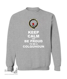 ScotsTee Shop Sports Grey Scottish Colquhoun Clan Keep Calm and Be Proud To Be a Colquhoun Sweatshirt