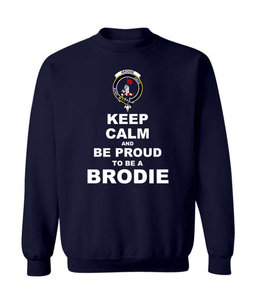 ScotsTee Shop Navy Blue Scottish Brodie Clan Keep Calm and Be Proud To Be a Brodie Sweatshirt