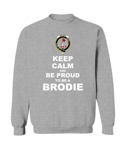 ScotsTee Shop Sports Grey Scottish Brodie Clan Keep Calm and Be Proud To Be a Brodie Sweatshirt