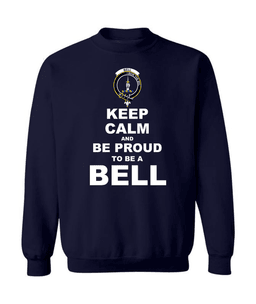 ScotsTee Shop Navy Blue Scottish Bell Clan Keep Calm and Be Proud To Be a Bell Sweatshirt