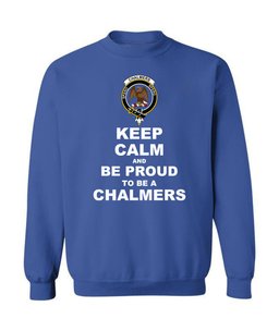 ScotsTee Shop Royal Blue Scottish Chalmers (Balnacraig) Clan Keep Calm and Be Proud To Be a Chalmers Sweatshirt