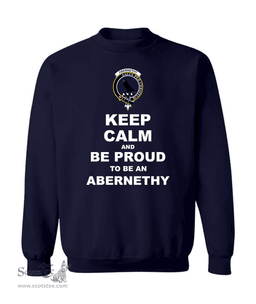 ScotsTee Shop Navy Blue Scottish Abernethy Clan Keep Calm and Be Proud To Be an Abernethy Sweatshirt