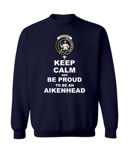 ScotsTee Shop Navy Blue Scottish Aikenhead Clan Keep Calm and Be Proud To Be an Aikenhead Sweatshirt