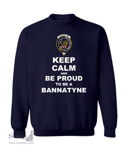ScotsTee Shop Navy Blue Scottish Bannatyne Clan Keep Calm and Be Proud To Be a Bannatyne Sweatshirt