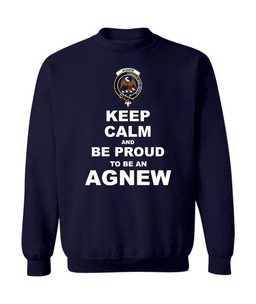 ScotsTee Shop Navy Blue Scottish Agnew Clan Keep Calm and Be Proud To Be an Agnew Sweatshirt