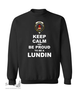 ScotsTee Shop Black Scottish Lundin Clan Keep Calm and Be Proud To Be a Lundin Sweatshirt