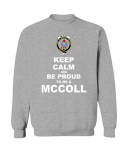 ScotsTee Shop Sports Grey Scottish McColl Clan Keep Calm and Be Proud To Be a McColl Sweatshirt
