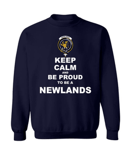 ScotsTee Shop Navy Blue Scottish Newlands Clan Keep Calm and Be Proud To Be a Newlands Sweatshirt