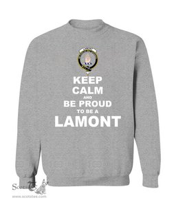 ScotsTee Shop Sports Grey Scottish Lamont Clan Keep Calm and Be Proud To Be a Lamont Sweatshirt