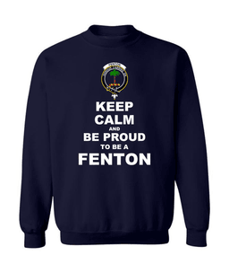 ScotsTee Shop Navy Blue Scottish Fenton Clan Keep Calm and Be Proud To Be a Fenton Sweatshirt