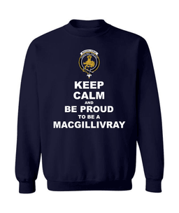 ScotsTee Shop Navy Blue Scottish MacGillivray Clan Keep Calm and Be Proud To Be a MacGillivray Sweatshirt