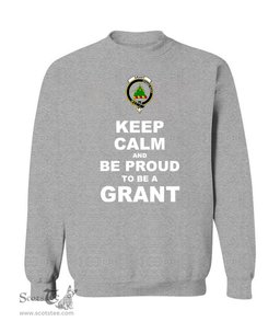 ScotsTee Shop Sports Grey Scottish Grant Clan Keep Calm and Be Proud To Be a Grant Sweatshirt