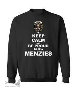 ScotsTee Shop Black Scottish Menzies Clan Keep Calm and Be Proud To Be a Menzies Sweatshirt