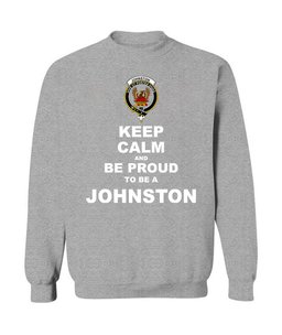 ScotsTee Shop Sports Grey Scottish Johnston Clan Keep Calm and Be Proud To Be a Johnston Sweatshirt