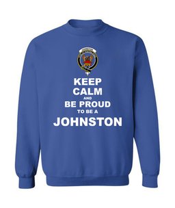 ScotsTee Shop Royal Blue Scottish Johnston Clan Keep Calm and Be Proud To Be a Johnston Sweatshirt