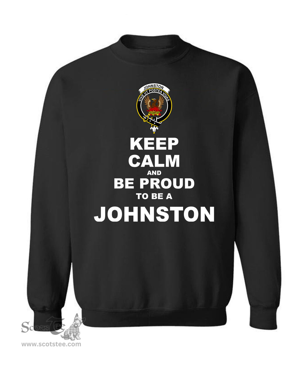 ScotsTee Shop Black Scottish Johnston Clan Keep Calm and Be Proud To Be a Johnston Sweatshirt