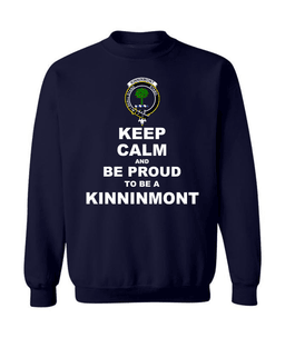 ScotsTee Shop Navy Blue Scottish Kinninmont Clan Keep Calm and Be Proud To Be a Kinninmont Sweatshirt