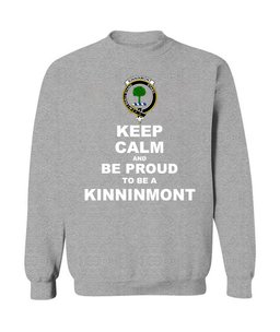 ScotsTee Shop Sports Grey Scottish Kinninmont Clan Keep Calm and Be Proud To Be a Kinninmont Sweatshirt