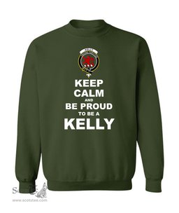 ScotsTee Shop Forest Green Scottish Kelly Clan Keep Calm and Be Proud To Be a Kelly Sweatshirt