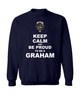 ScotsTee Shop Navy Blue Scottish Graham Clan Keep Calm and Be Proud To Be a Graham Sweatshirt