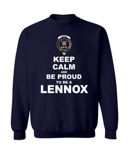 ScotsTee Shop Navy Blue Scottish Lennox Kincaid Clan Keep Calm and Be Proud To Be a Lennox Sweatshirt