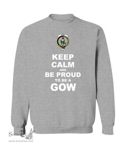 ScotsTee Shop Sports Grey Scottish Gow Of Skeoch Clan Keep Calm and Be Proud To Be a Gow Sweatshirt