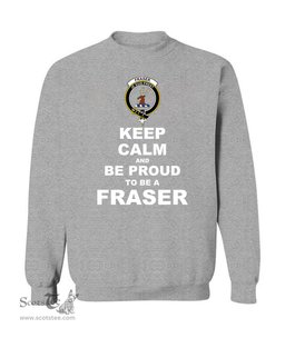 ScotsTee Shop Sports Grey Scottish Fraser Of Lovat Clan Keep Calm and Be Proud To Be a Fraser Sweatshirt